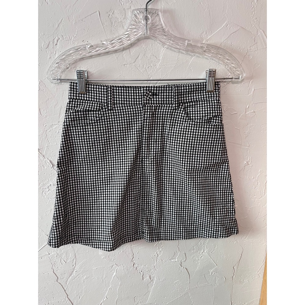 Brandy Melville Gingham Mini Skirt Black White OS‎